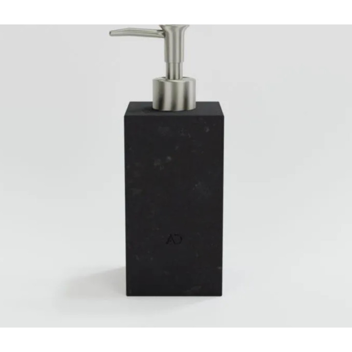 Kamienny dozownik do mydła KARPATY - kwadratowy (Czarny) 75 x 75 x 120