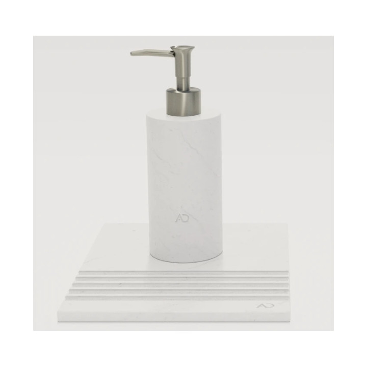 Kamienny dozownik do mydła TATRY - okrągły (Biały) 70 x 70 x 140