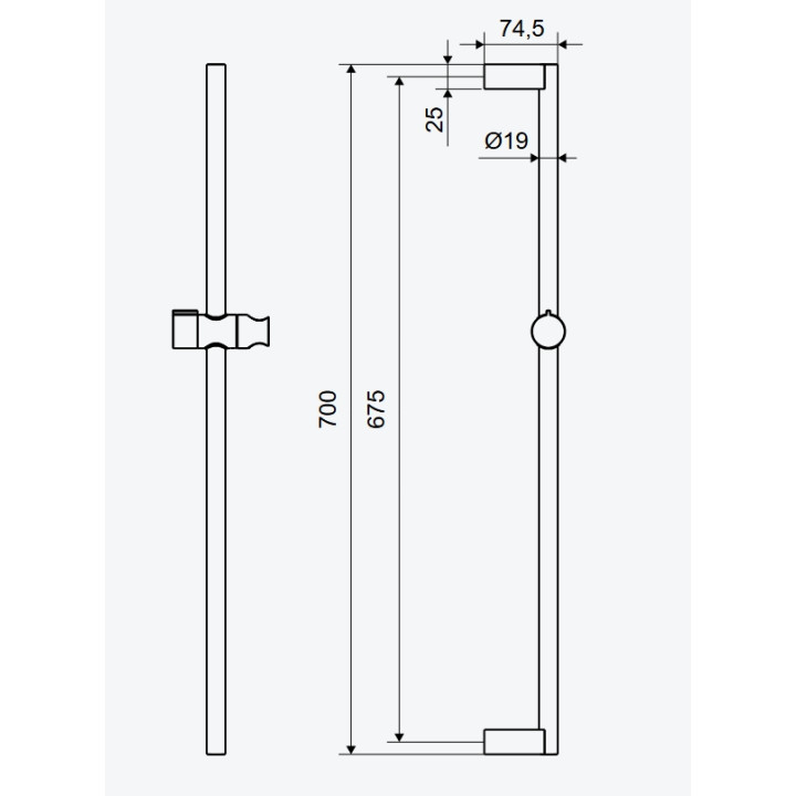 DRĄŻEK PRYSZNICOWY Z UCHWYTEM NA SŁUCHAWKĘ PRYSZNICOWĄ, 70 CM, BIAŁY MAT AREX.SR.70WH