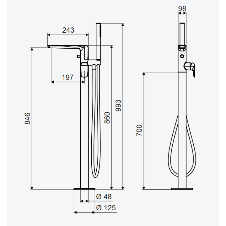  CLEVER 2.1 BATERIA WANNOWA WOLNOSTOJĄCA ZŁOTY SZCZOTKOWANY  AREX.4155GB