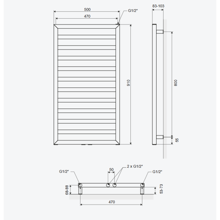 BREGO GRZEJNIK ŁAZIENKOWY 91X50CM, BIAŁY MAT GREX.BR91.WH