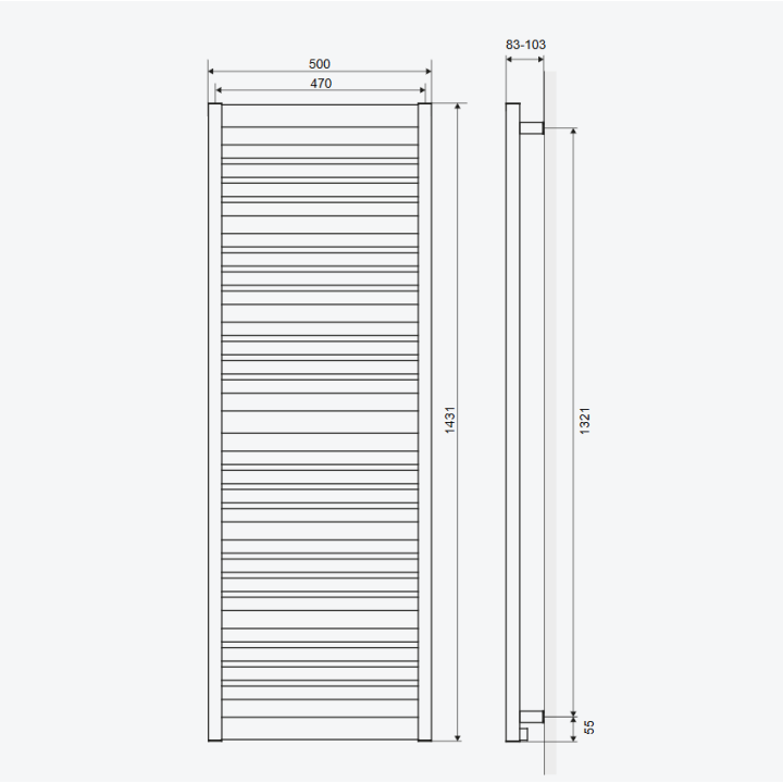 CONTI GRZEJNIK ŁAZIENKOWY 143X50 CM, CAPPUCINO MAT GREX.CO143.CA