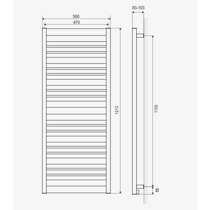 CONTRI GRZEJNIK ŁAZIENKOWY 121x50CM,BIAŁY  MAT GREX.CO121.WH