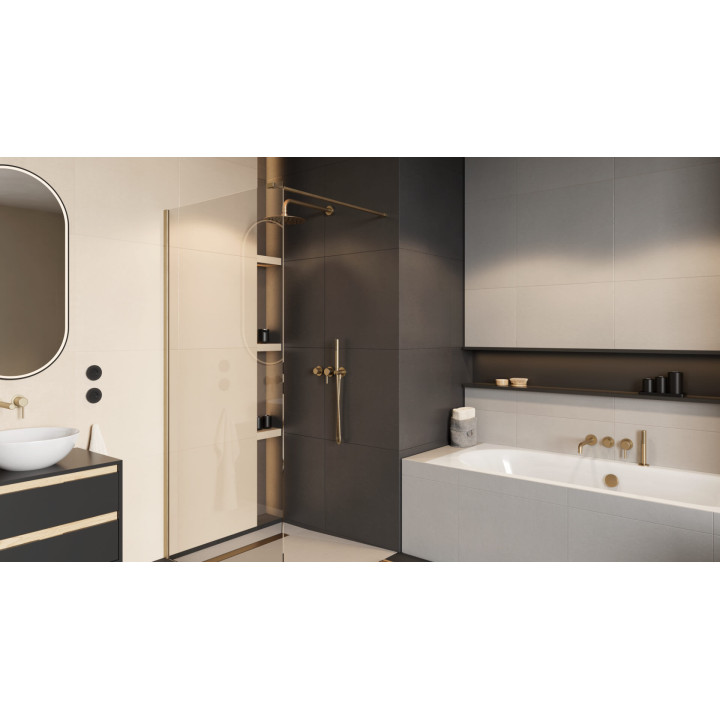 VIDOQ WALK-IN ŚCIANKA PRYSZNICOWA PROSTA 100X200 CM, POWŁOKA CLEAN CONTROL, ZŁOTY SZCZOTKOWANY KAEX.1506.1000.LP.GB