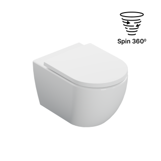 STELLAR MISKA WC 53,5 CM WISZĄCA BEZRANTOWA, Z DESKĄ WOLNOOPADAJĄCĄ, SYSTEM SPŁUKIWANIA SPIN 360, BIAŁY POŁYSK CENL.6603.535.WH