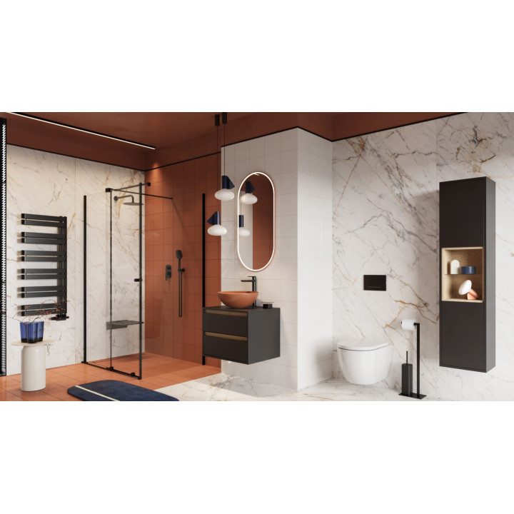 STELLAR MISKA WC 53,5 CM WISZĄCA BEZRANTOWA, Z DESKĄ WOLNOOPADAJĄCĄ, SYSTEM SPŁUKIWANIA SPIN 360, BIAŁY POŁYSK CENL.6603.535.WH