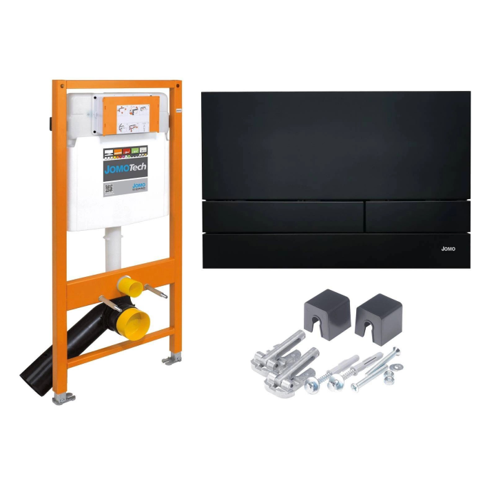 JOMOTECH STELAŻ WC H=1120 + WSPORNIK + PRZYCISK EXCLUSIVE 2.0 CZARNY MAT 103-000000015