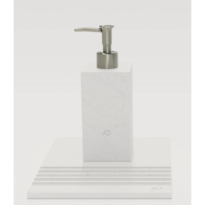 Kamienny dozownik do mydła KARPATY - kwadratowy (Biały) 75 x 75 x 120