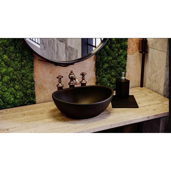 Kamienny dozownik do mydła KARPATY - kwadratowy (Czarny) 75 x 75 x 120