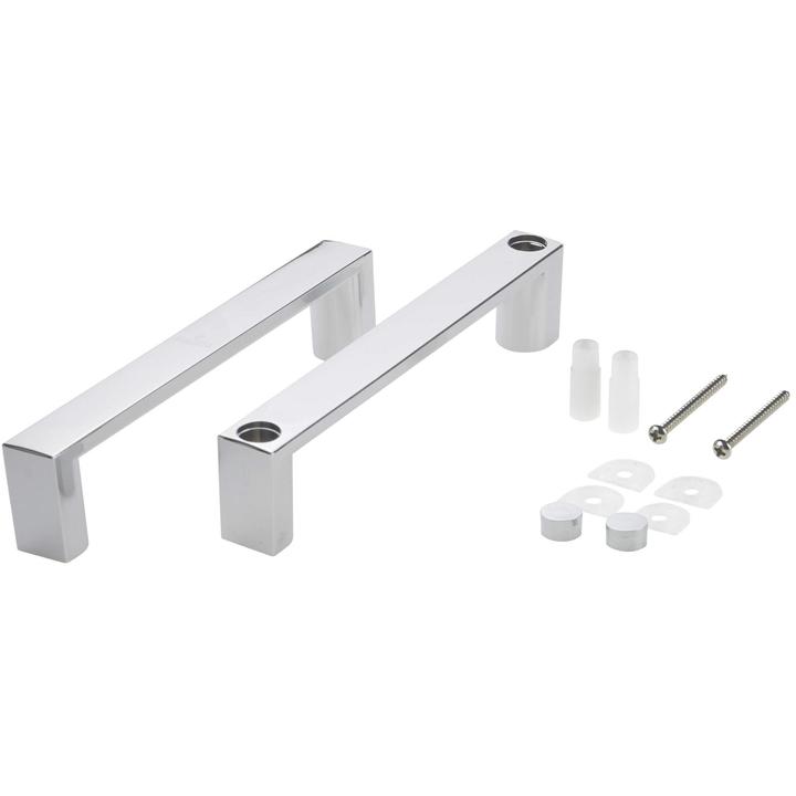 KPL. UCHWYT KWADRATOWY NA 1 DRZWI Z LOGO, CHROM, ROZSTAW OTWORÓW MONTAŻOWYCH 140 MM  XKCF2HC0D