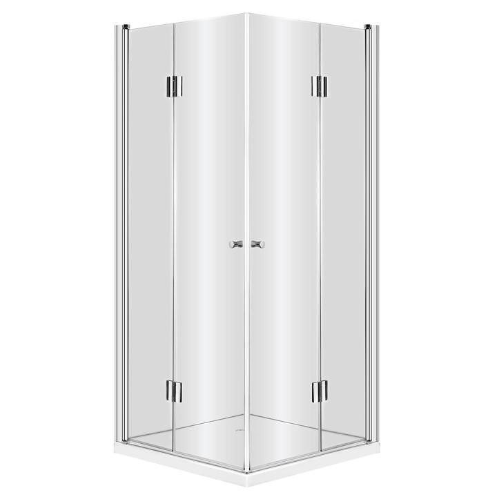 KABINA KERRIA KWADRATOWA, SZKŁO TRANSPARENTNE Z POWŁOKĄ, PROFIL CHROM, 80X80 CM B7KTK_042P