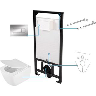 MISKA WISZĄCA BEZKOŁNIERZOWA ANEMON ZERO + DESKA + STELAŻ + PRZYCISK SLIM CHROM  B7CDZS6ZPW