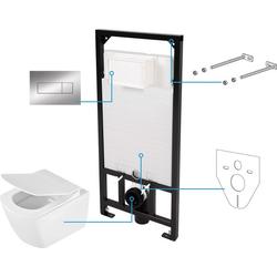 MISKA WISZĄCA BEZKOŁNIERZOWA ANEMON ZERO + DESKA + STELAŻ + PRZYCISK SLIM CHROM  B7CDZS6ZPW