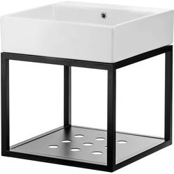 UMYWALKA TEMISTO BIAŁA STAWIANA NA BLAT 500X500MM + KONSOLA WISZĄCA - NOWOŚĆ B7CDTW6U5S