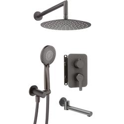 KOMPLET PODTYNKOWY WANNOWY ARNIKA TITANIUM Z BOXEM MIESZACZOWYM  BXYYDQAM