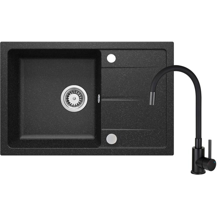 SET: ZLEW GRANITOWY ZDR2113 GRAFITOWY + BATERIA BOC_N72M NERO ZRDP2113