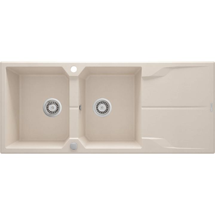 ZLEW. ANDANTE BEŻ GRANIT 2K Z/O 1160X500X224, 3,5" + OSPRZĘT SPACE SAVER ZQN_5213