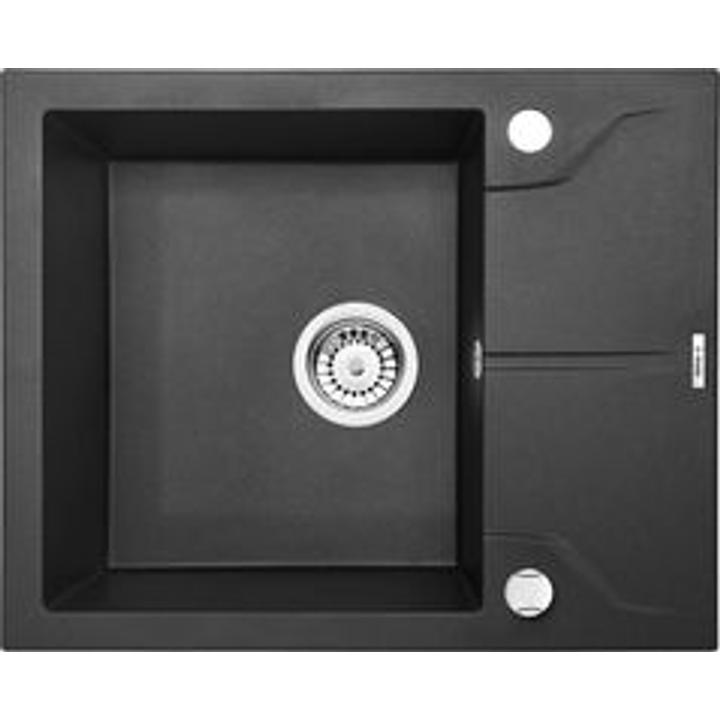ZLEW. ANDANTE GRAFITOWY METALIK GRANIT 1K Z/KO 590X490X190, 3,5" + OSPRZĘT SPACE SAVER B7ZQN_G11A