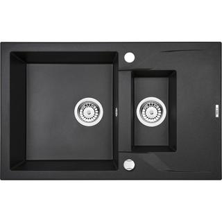 ZLEW. ANDANTE GRAFITOWY METALIK GRANIT 1,5K Z/O 780X490X190, 3,5" + OSPRZĘT SPACE SAVER B7ZQN_G513
