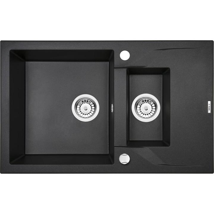 ZLEW. ANDANTE GRAFITOWY METALIK GRANIT 1,5K Z/O 780X490X190, 3,5" + OSPRZĘT SPACE SAVER B7ZQN_G513