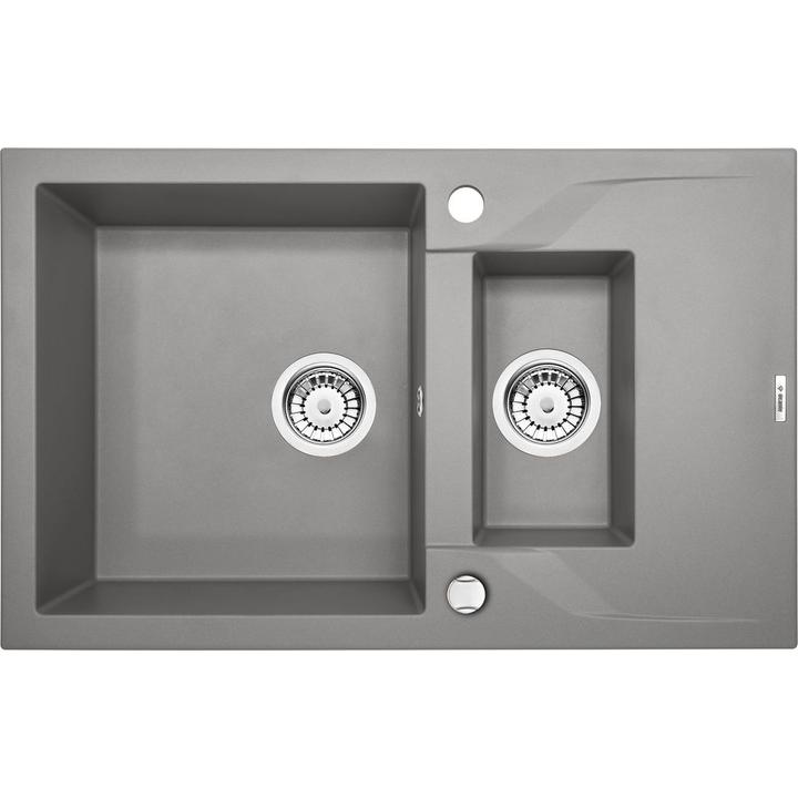 ZLEW. ANDANTE SZARY METALIK GRANIT 1,5K Z/O 780X490X190, 3,5" + OSPRZĘT SPACE SAVER B7ZQN_S513