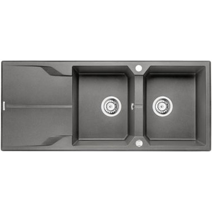 ZLEW.ANDANTE ANTRACYT MET. GRANIT 2K Z/O 1160X500X224,3,5"+SPACE SAVER - NOWOŚĆ B7ZQN_T213