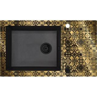 ZLEW.CAPELLA GRAFIT MET.+SZKŁO-ZŁOTO, D 860X500X200 + SPACE SAVER B7ZSC_GG2C
