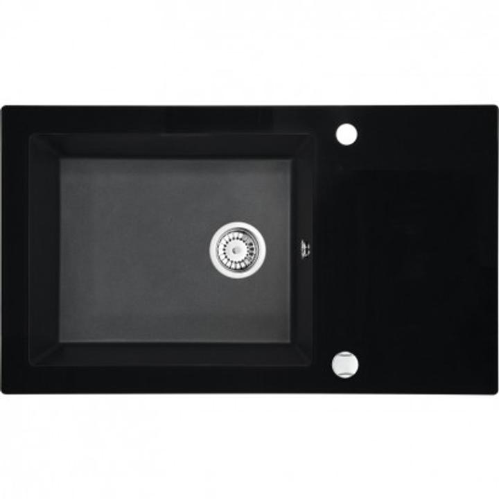 ZLEW.CAPELLA GRAFIT MET.+SZKŁO-CZARNY, D 860X500X200 + SPACE SAVER B7ZSC_GX2C