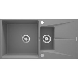 ZLEW. CORIO SZARY METALIK GRANIT 1,5K Z/O 970x500x215, 3,5" + OSPRZĘT SPACE-SAVER + ZAŚLEPKA OTWORU  ZRC_S513