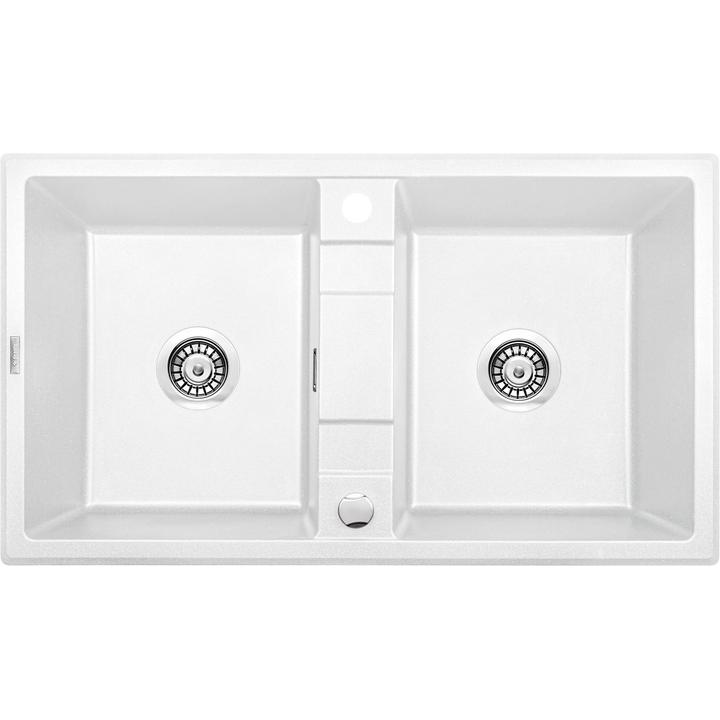 ZLEW. ERIDAN ALABASTER GRANIT 2K B/O 860X500X200, 3,5"+SPACE SAVER LUX - NOWOŚĆ B7ZQE_A203