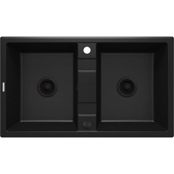 ZLEW. ERIDAN NERO GRANIT 2K B/O 860X500X220, 3,5" + OSPRZĘT SPACE SAVER LUX ZQE_N203