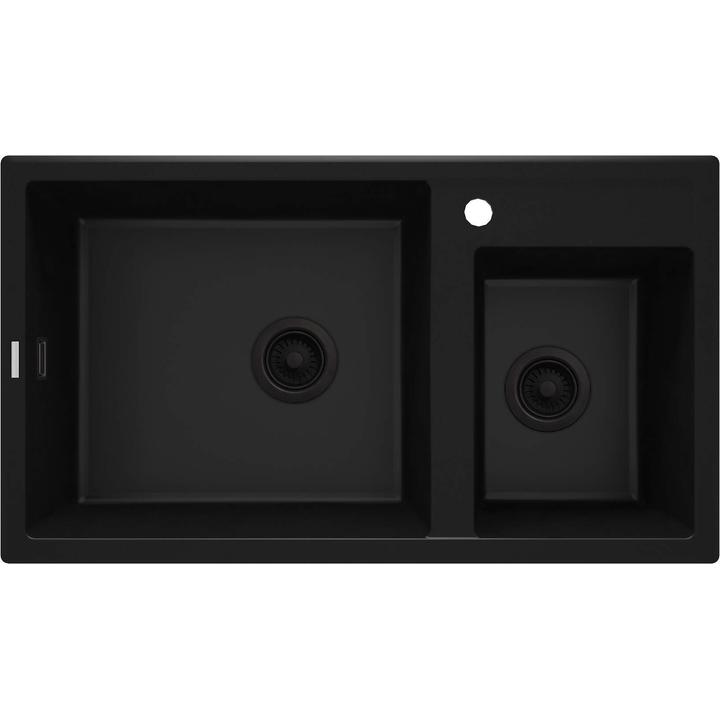 ZLEW. ERIDAN NERO GRANIT 2K 880X500X200, 3,5" + OSPRZĘT SPACE SAVER ZQE_N20B