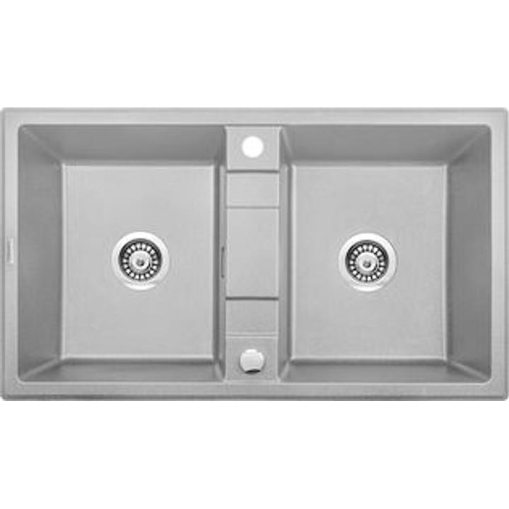 ZLEW.ERIDAN SZARY MET.GRANIT 2K B/O 860X500X200, 3,5"+SPACE SAVER LUX - NOWOŚĆ B7ZQE_S203