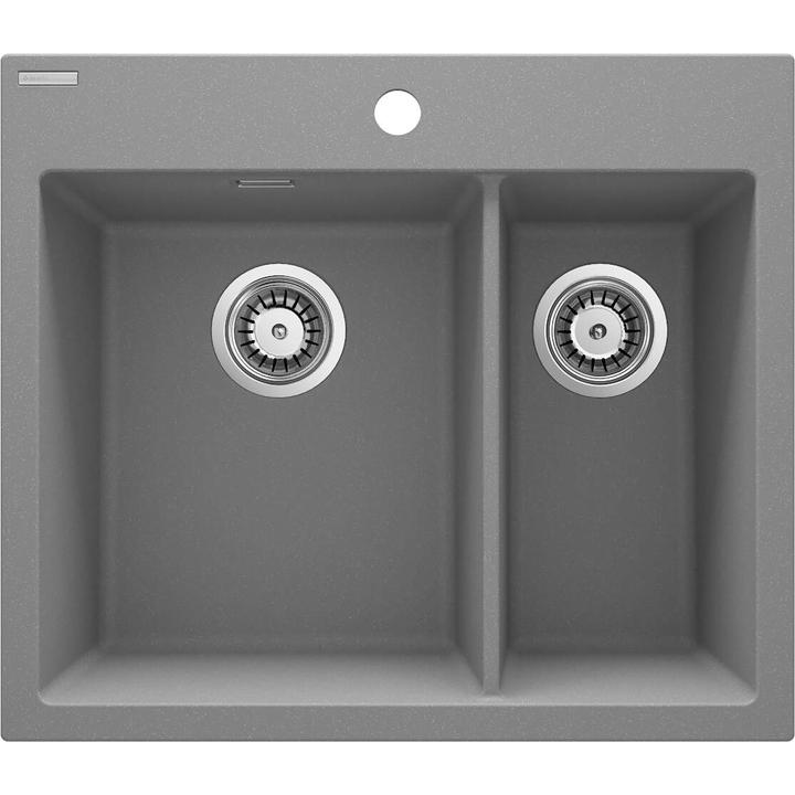 ZLEW. ERIDAN SZARY METALIK GRANIT 600X520X214 3,5" + OSPRZĘT SPACE SAVER LUX  ZQE_S503