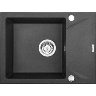 ZLEW. EVORA GRAFITOWY GRANIT 1K Z/KO 590X440X180, 3,5" + OSPRZĘT SPACE SAVER B7ZQJ_211A