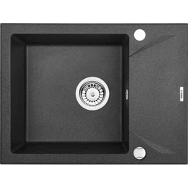 ZLEW. EVORA GRAFITOWY GRANIT 1K Z/KO 590X440X180, 3,5" + OSPRZĘT SPACE SAVER B7ZQJ_211A