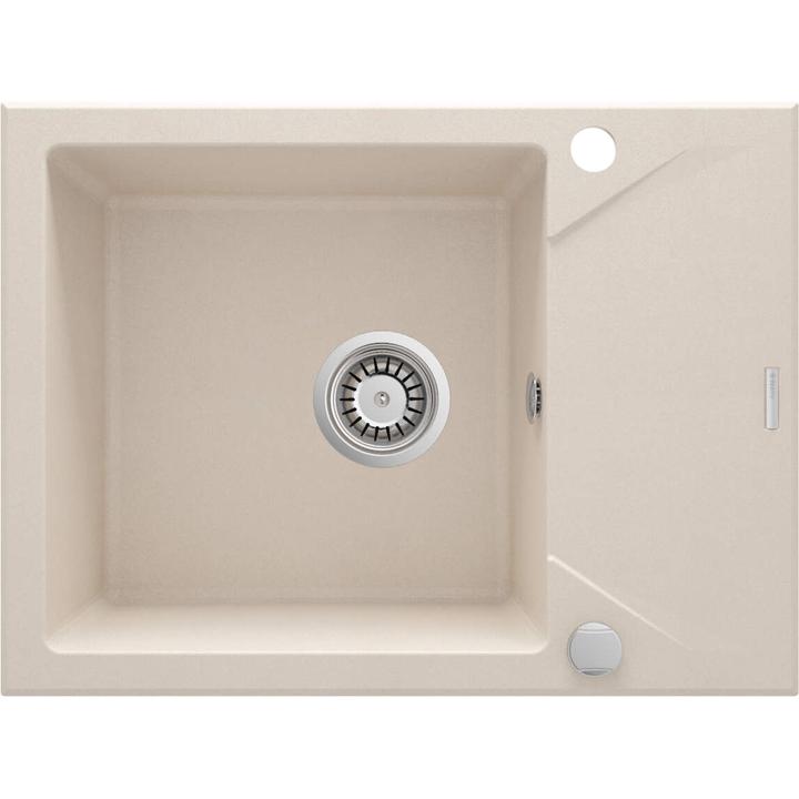 ZLEW. EVORA BEŻ GRANIT 1K Z/KO 590X440X193, 3,5" + OSPRZĘT SPACE SAVER ZQJ_511A