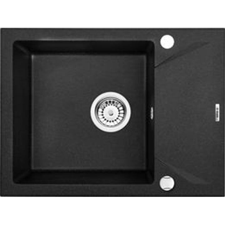 ZLEW. EVORA GRAFIT METALIK GRANIT 1K Z/KO 590X440X180, 3,5" + OSPRZĘT SPACE SAVER B7ZQJ_G11A