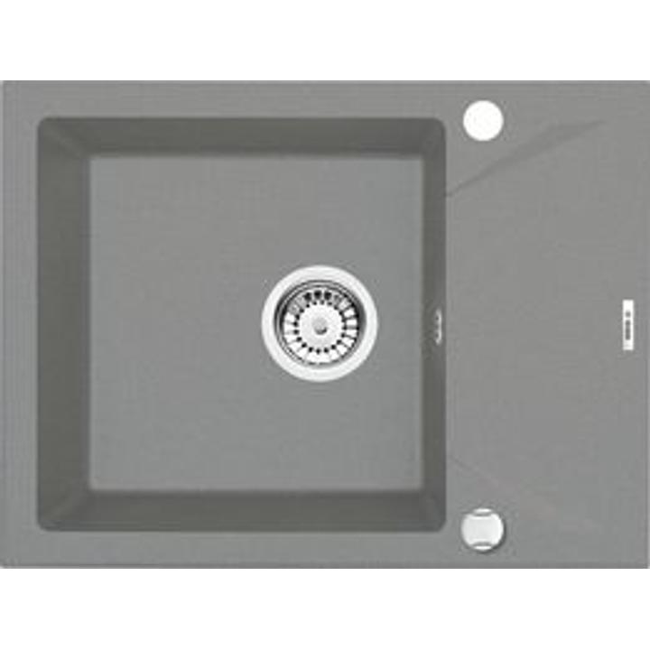 ZLEW. EVORA SZARY METALIK GRANIT 1K Z/KO 590X440X180, 3,5" +OSPRZĘT SPACE SAVER B7ZQJ_S11A