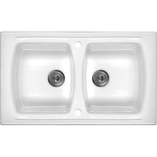 ZLEW. LUSITANO CERAMICZNY BIAŁY 2K B/O 860X500X220, 3,5" + OSP B7ZCL_620N