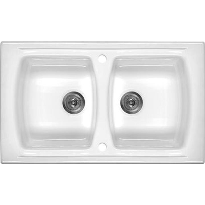 ZLEW. LUSITANO CERAMICZNY BIAŁY 2K B/O 860X500X220, 3,5" + OSP B7ZCL_620N