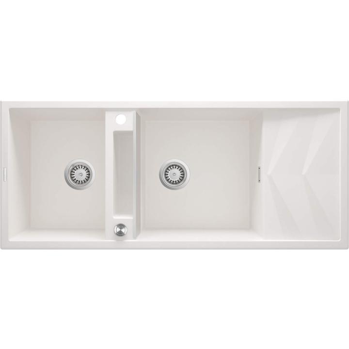 ZLEW. MAGNETIC ALABASTER GRANIT 2K Z/O 1160x500x224, 3,5" + OSPRZĘT SPACE-SAVER CLICK  ZRM_A213