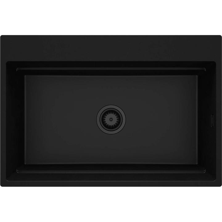ZLEW. MAGNETIC NERO GRANIT 1K 760X520X220, 3,5" + OSPRZĘT SPACE SAVER NERO CLICK  ZRM_N10B