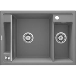 ZLEW. MAGNETIC SZARY METALIK GRANIT 1,5K 690X500X219MM + OSPRZĘT SPACE SAVER  ZRM_S503