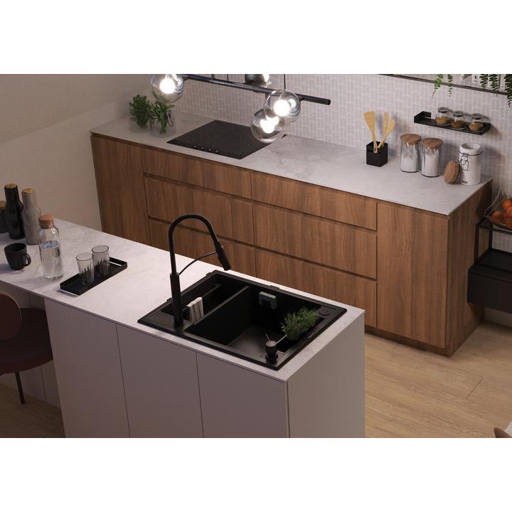 ZLEW. MAGNETIC ANTRACYT METALIK GRANIT 1,5K 690X500X219MM + OSPRZĘT SPACE SAVER  ZRM_T503