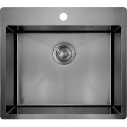 ZLEW.STAL OLFATO PRECIOUS TITANIUM 1K B/O, 550x505x200, 3,5" + OSPRZĘT SPACE-SAVER  ZPO_D10B