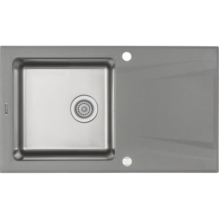 ZLEW. PRIME SZARY METALIK GRANITO-STAL 860X500X220 3,5" + OSPRZĘT SPACE SAVERS B7ZSR_S113