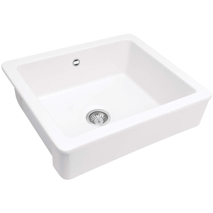ZLEW. SABOR CERAMICZNY Z KOŁNIERZEM LIGHT BIAŁY 1K B/O 600x490x215, 3,5" + OSPRZĘT SPACE-SAVER  ZCB_610H