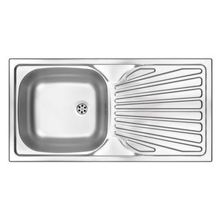 ZLEW. TECHNO SATYNA 1K Z/O 860X435X160, 2" + OSPRZĘT  ZMU_011B
