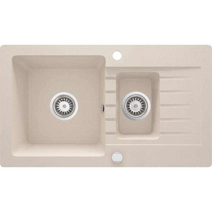 ZLEW. ZORBA BEŻ GRANIT 1,5K Z/O 760X440X164, 3,5" + OSPRZĘT SPACE-SAVER ZQZ_5513